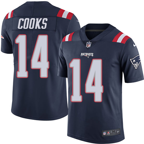 Nike Patriots #14 Brandin Cooks Navy Blue Men's Stitched NFL Limited Rush Jersey - Click Image to Close